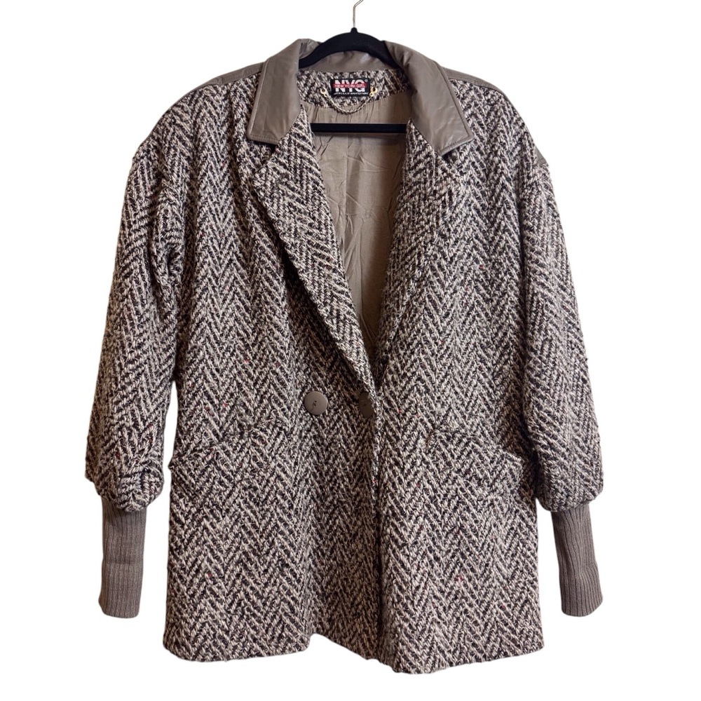 Vintage Black and White Herringbone Coat